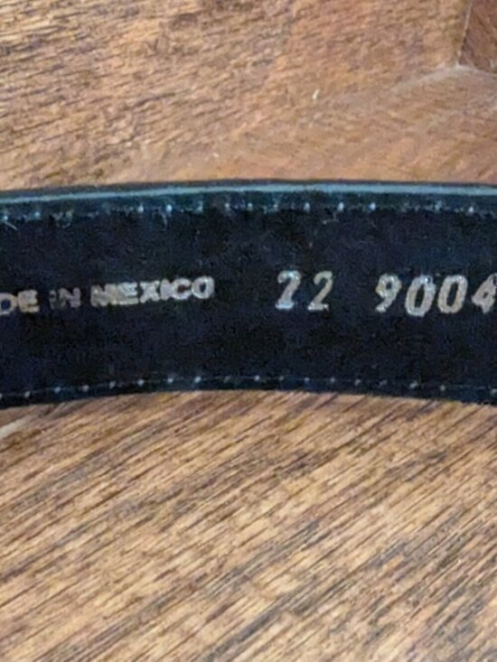 Western Belt Teal Leather, Silver Buckle White/Black Stitching & Gemstones Sz XS main image 5